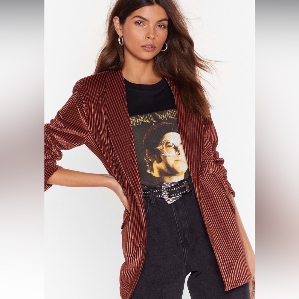 Relax velvet striped blazer